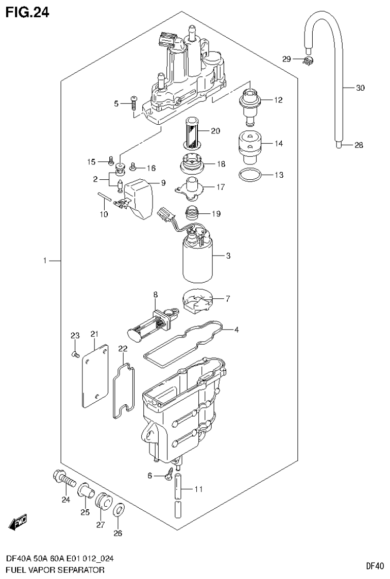 Suzuki DF40AST, DF50A, DF50ATH FUEL VAPOR SEPARATOR (DF60A E40) parts diagram